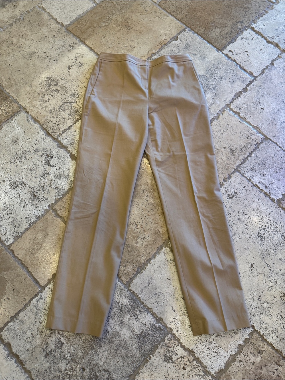 Women's Tailored Beige Straight-Leg Trousers